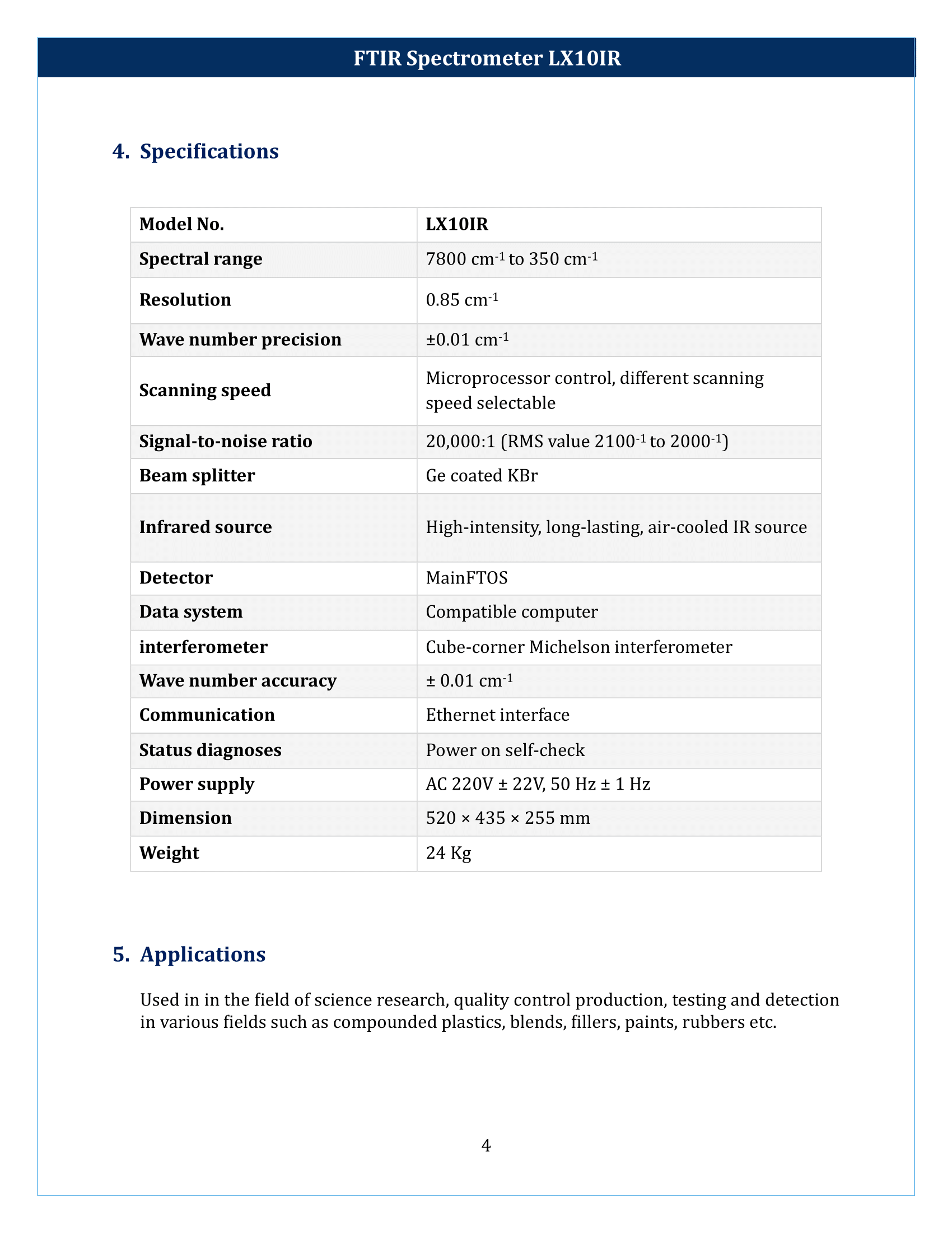 FTIR Spectrometer LX10IR Manual | Labdex